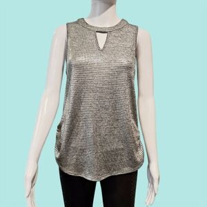 BCX Silver Sleeveless Women's Top Size Small